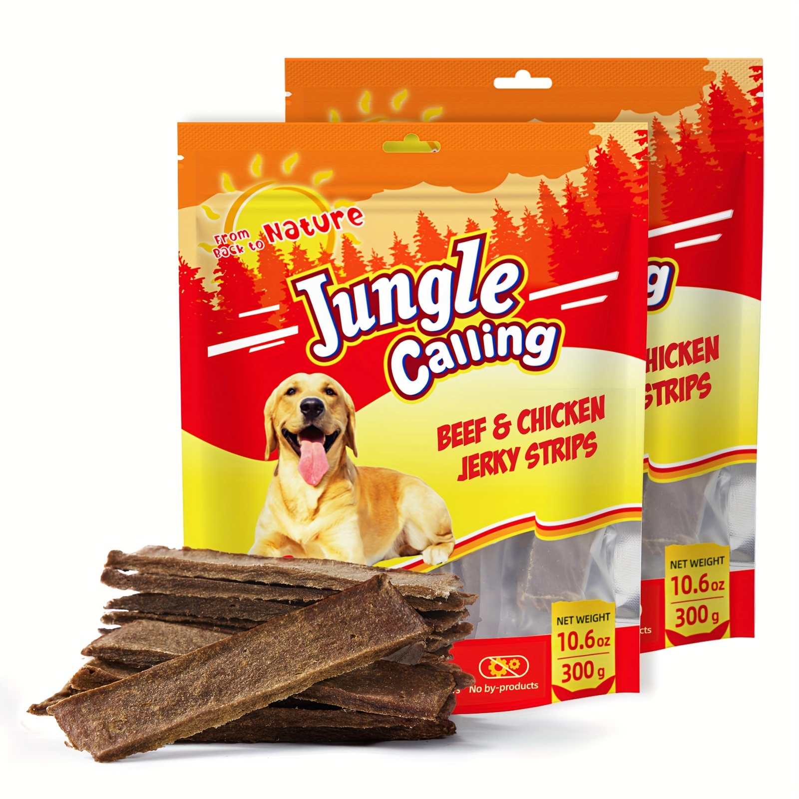 

Jungle Calling 21.2oz (beef & Chicken Strips) Dog Treats, Healthy Dog Jerky Treats For Medium And Large Dogs, High Protein Training Snacks