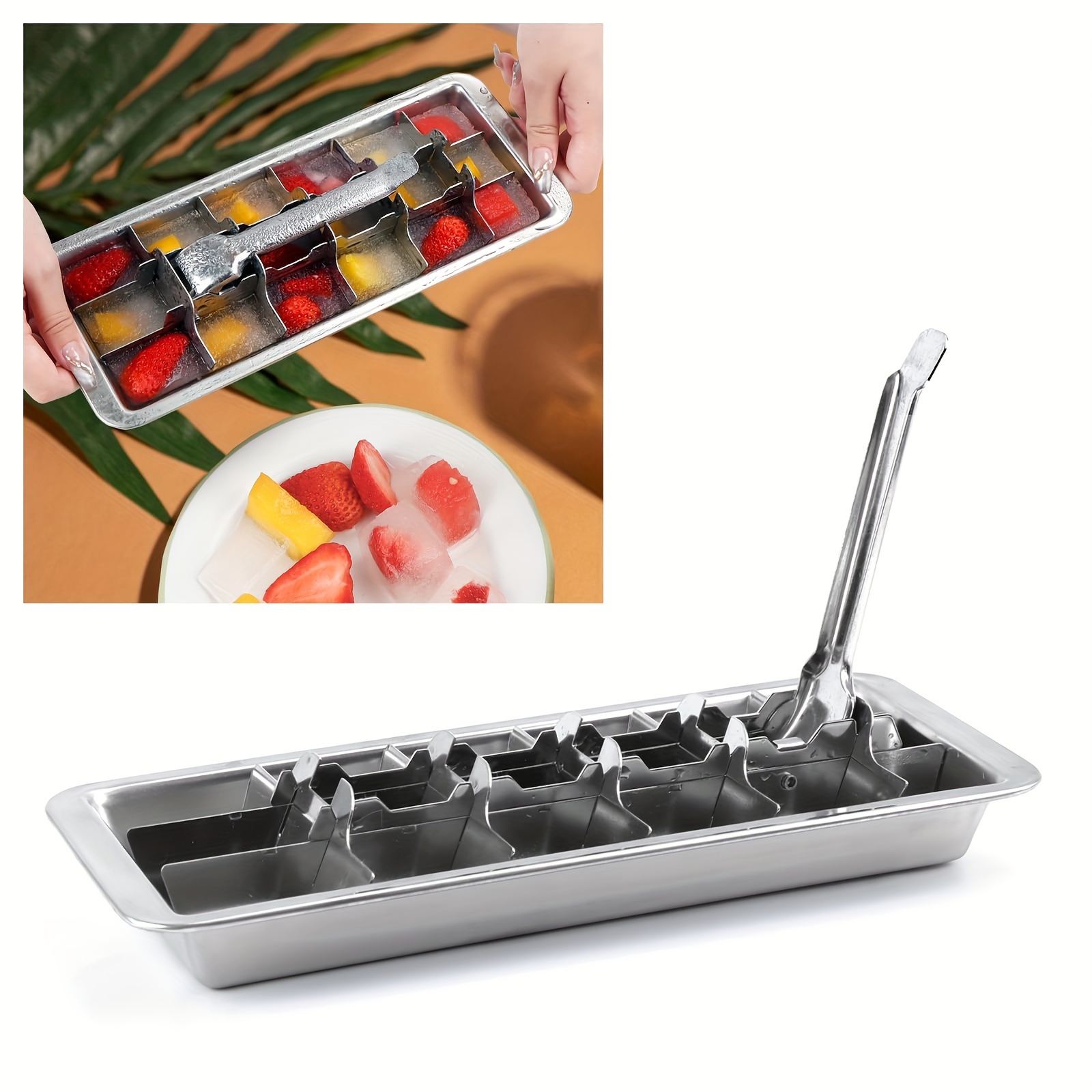 Image of 304 Stainless Steel Ice Tray Homemade Cube Of Ice Mold Cube Of Ice Stainless Steel Ice Box Quick Release