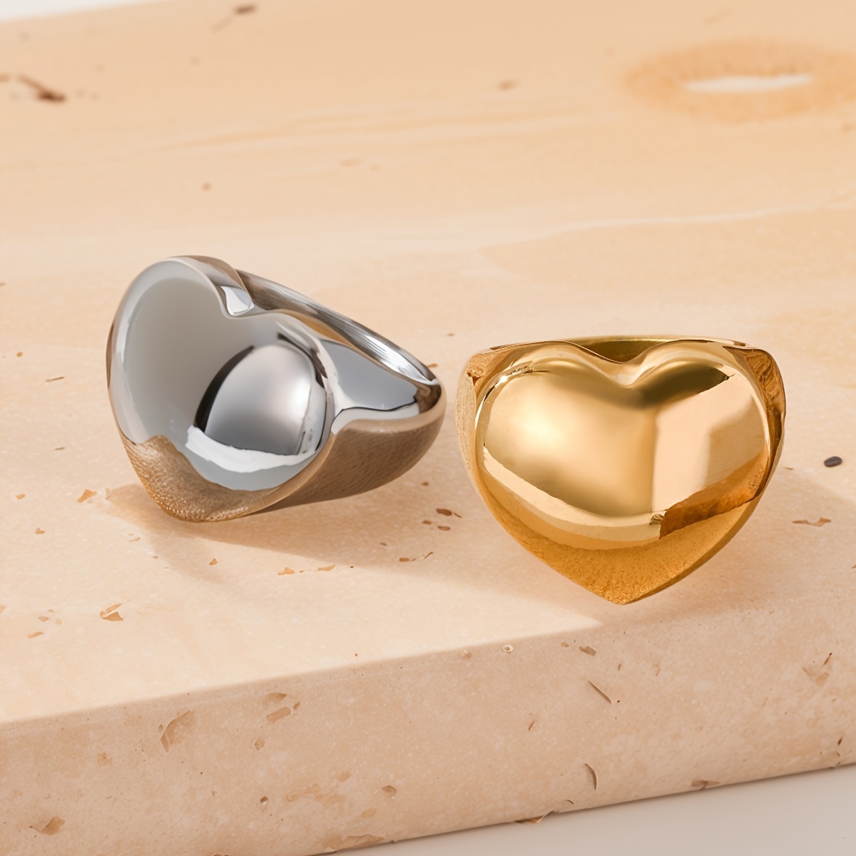 1pc Heart-Shaped Stainless Steel Ring for Men Single Ring, Fashion  Creative Glossy Hip Hop Punk Jewelry Accessory