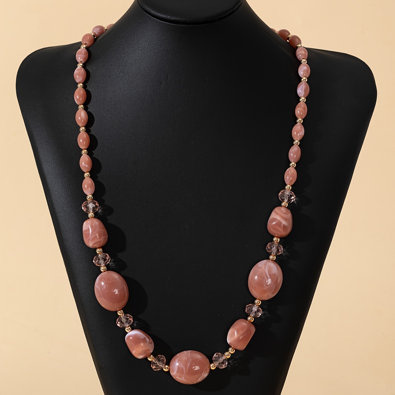 

Elegant And Bohemian Style Pink And Cream Beaded Necklace - Perfect For Everyday Wear And Parties