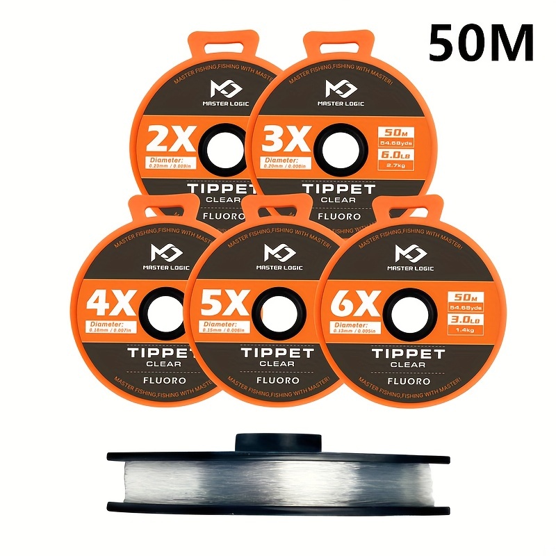 Image of Master Fly Fluorocarbon Tippet Line Set, 30m/50m High Quality Durable Fly Fishing Tippet Line, 2x/3x/4x/5x/6x Fishing Line Set, Trout Fly Fishing Tool, River Stream Fishing Line