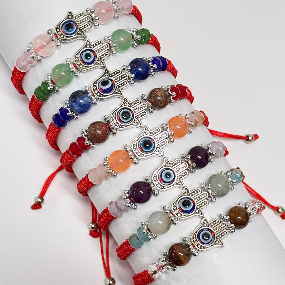 

8-pack Handmade Evil Eye Bracelets Set, Elegant Weave , Daily & Gift , Accessory