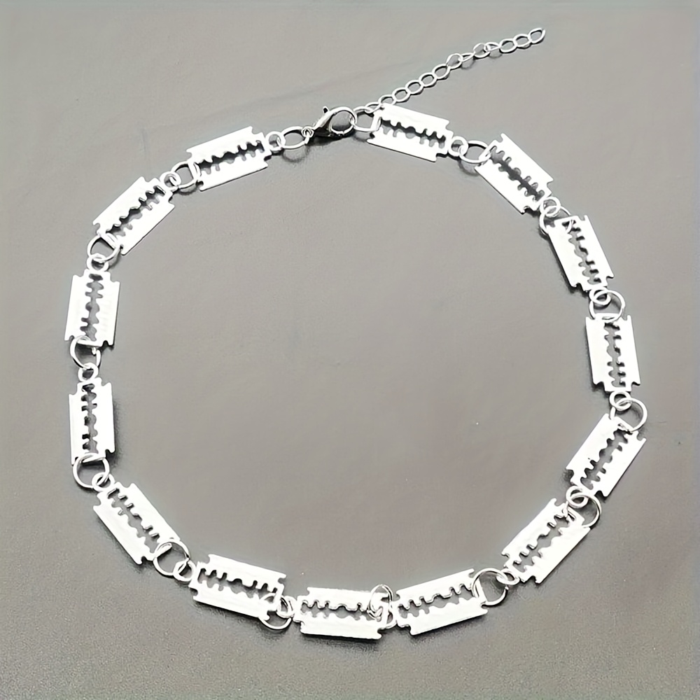 TEMU Trendy Punk Hip-hop Style Necklace Pendant With A Hair Salon Collar Blade Design, Popular Women In Europe And America