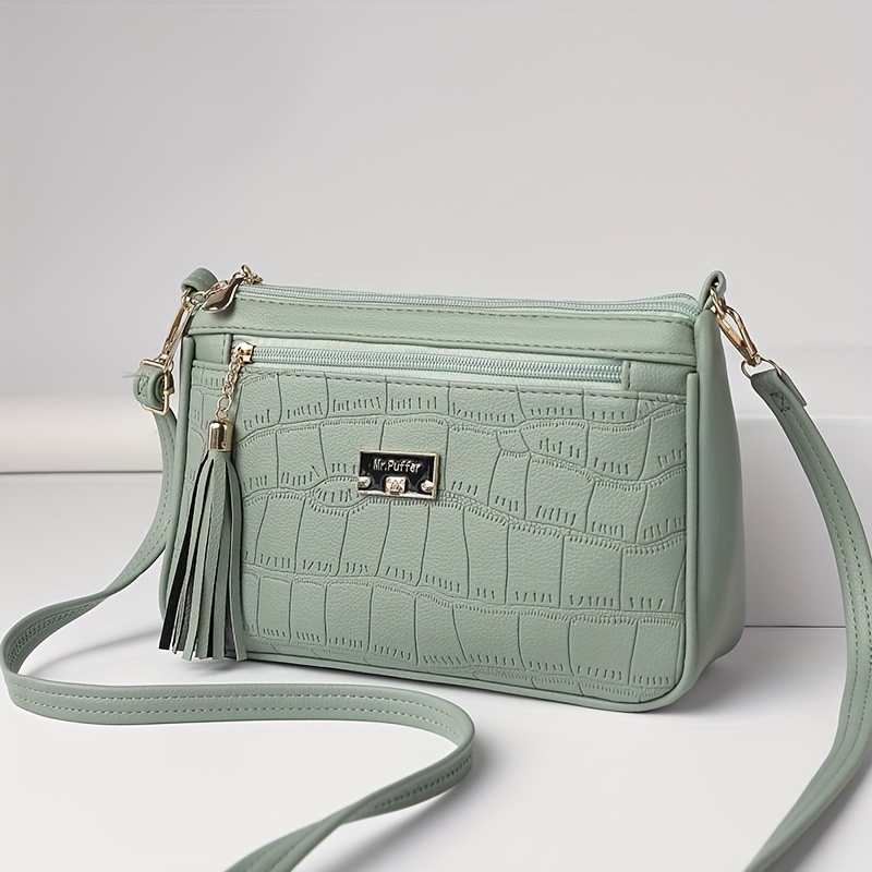 Image of High-quality Crocodile Print Faux Leather Shoulder Bag, -match Large Capacity Crossbody Bag, Women' Phone Bag Purse