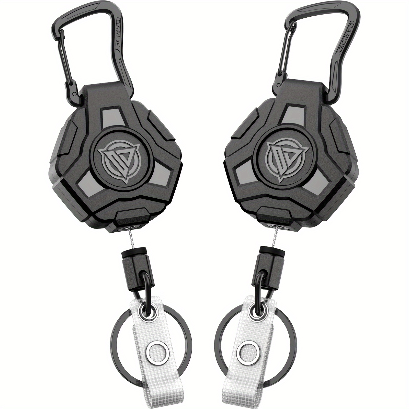 

2 Pack Badge Reels Retractable, Heavy Duty , Tactical Id Badge Holder With Upgraded Zinc Alloy Carabiner, 31.5'' Coated Steel Cord, Bearing 8.0 Oz- Black