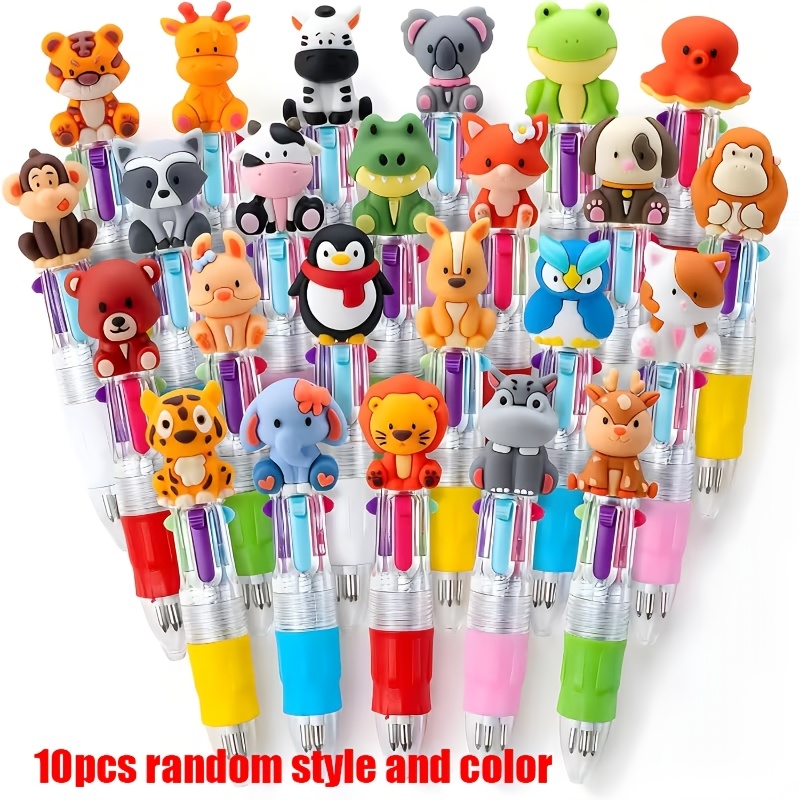 Image of 10/20pcs Mini Zoo Animal Ballpoint Pens, Random 4-in-1 Cute Ballpoint Pens, Birthday And Animal Party Ballpoint Pens, Back-to-school Stationery Gifts, Suitable For School And Office Use