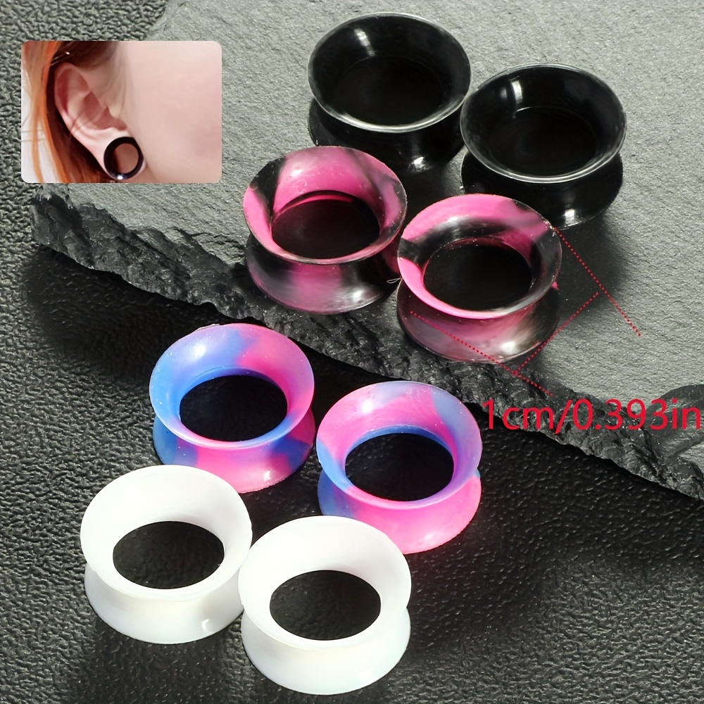 Image of 8pcs Silicone Ear Stretcher And Tunnels: Double Flared Plug Piercing Earrings Stretcher Gauges 6-25mm Body Jewelry