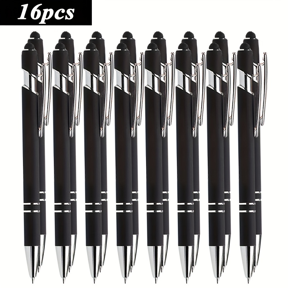 

16-pack Retractable Metal Ballpoint Pens – Medium Point Pens With 2-in-1 Touchscreen Stylus, Smooth For 14 & Up, Ideal For Gifting