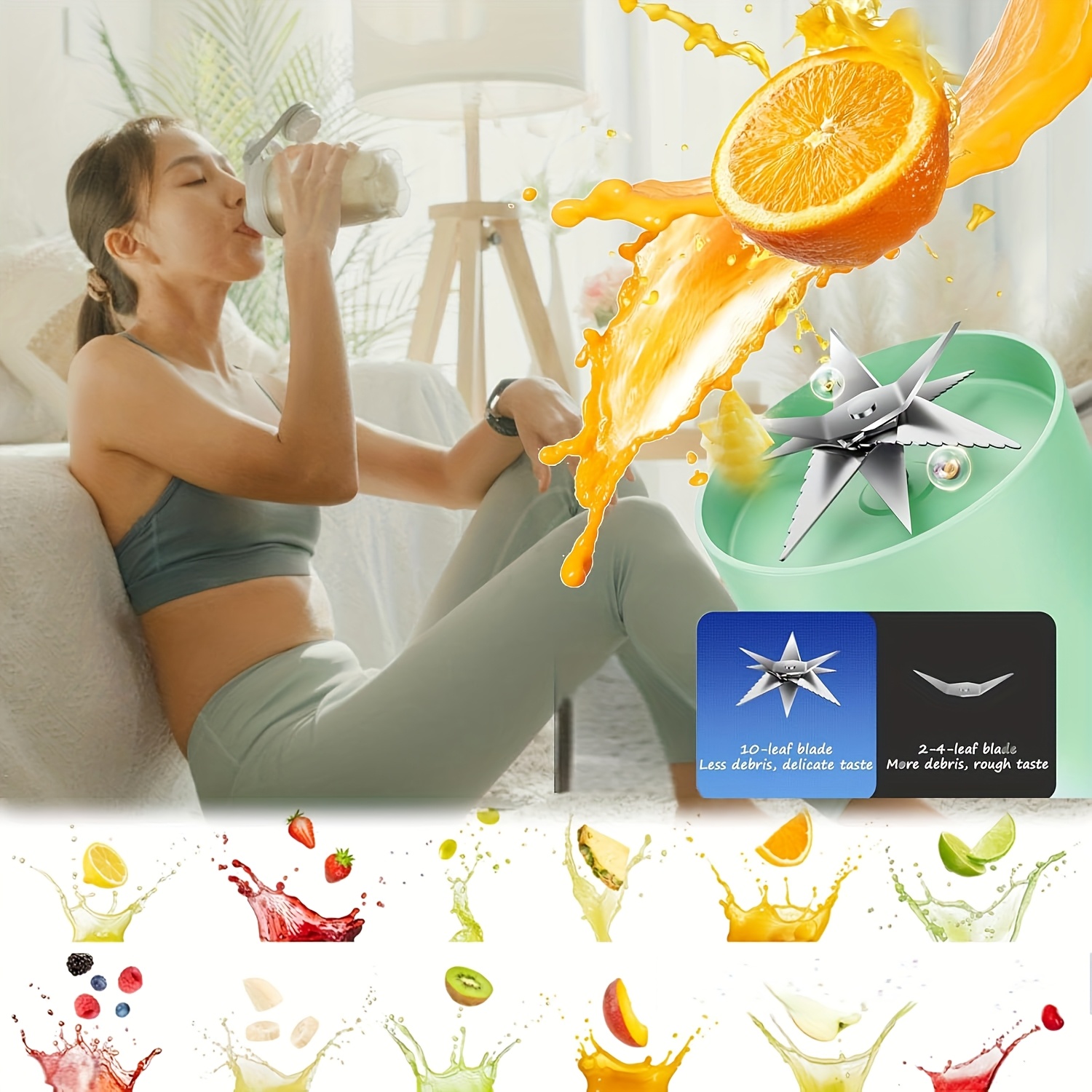 A Portable Juicer with 10 Blades, Suitable for Vegetables, Fruits,... product image 4
