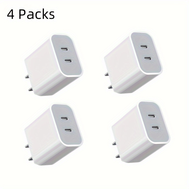 

4-pack Usb C Wall Charger 40w, 2 Pack Dual Port 20w Type C Fast Charging Block, Durable Compact Power Adapter For Iphone 11/12/13/14/15/pro Max, Xs/xr/x, Ipad Pro, Pro, Samsung Galaxy (white)