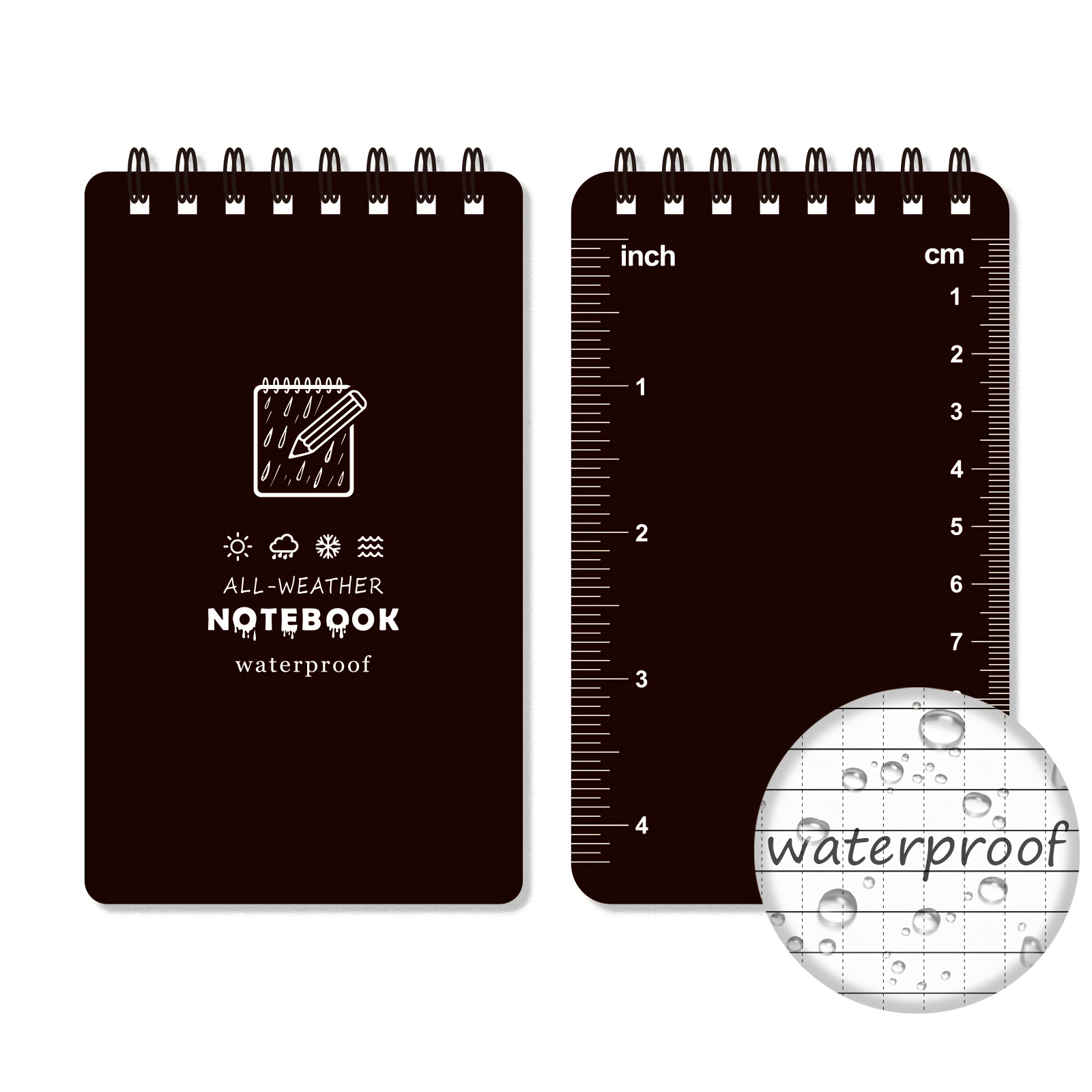 TEMU 1/2/5 piezas de cuaderno impermeable para cualquier - Tamaño de bolsillo táctico 3,02" x 5" (7,62 cm x 12,7 cm) con cubierta verde-negra-marrón,