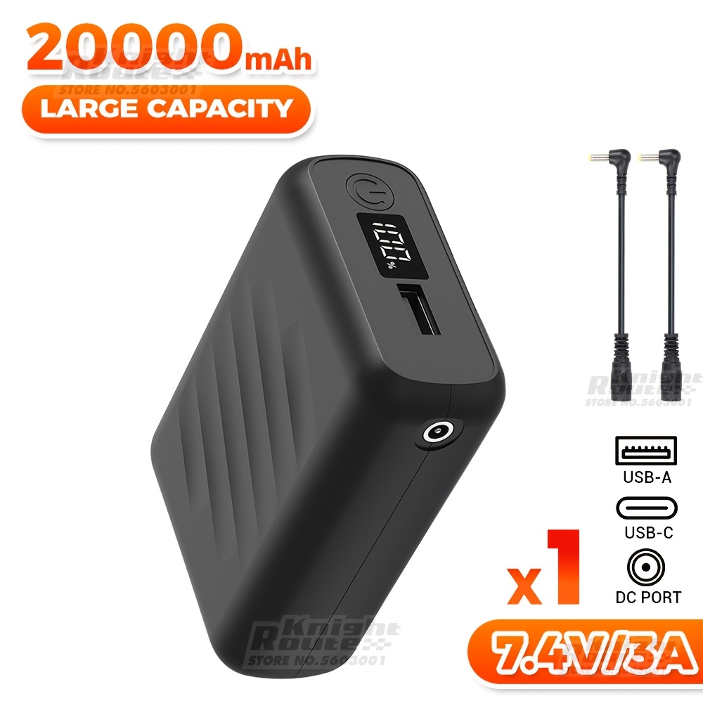 Image of 20000mah Power Bank, 7.4v/3a & Usb 5v/3a Portable Usb Charger Fast Charging External Battery Pack For Heating Jacket Vest Pants Clothing Equipment