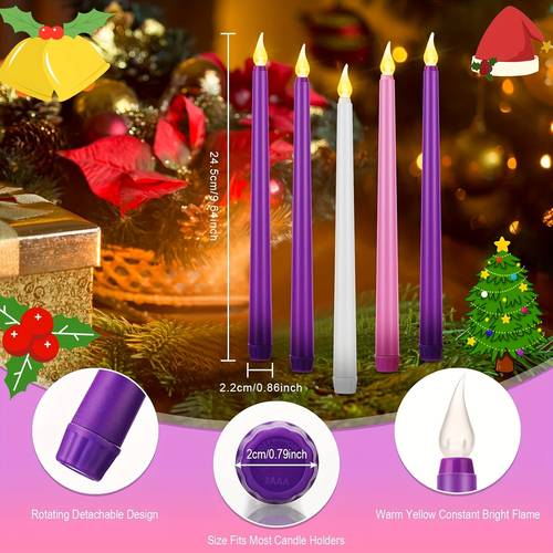 5 pack led battery operated led candle flameless taper candles for christmas holiday decor pink