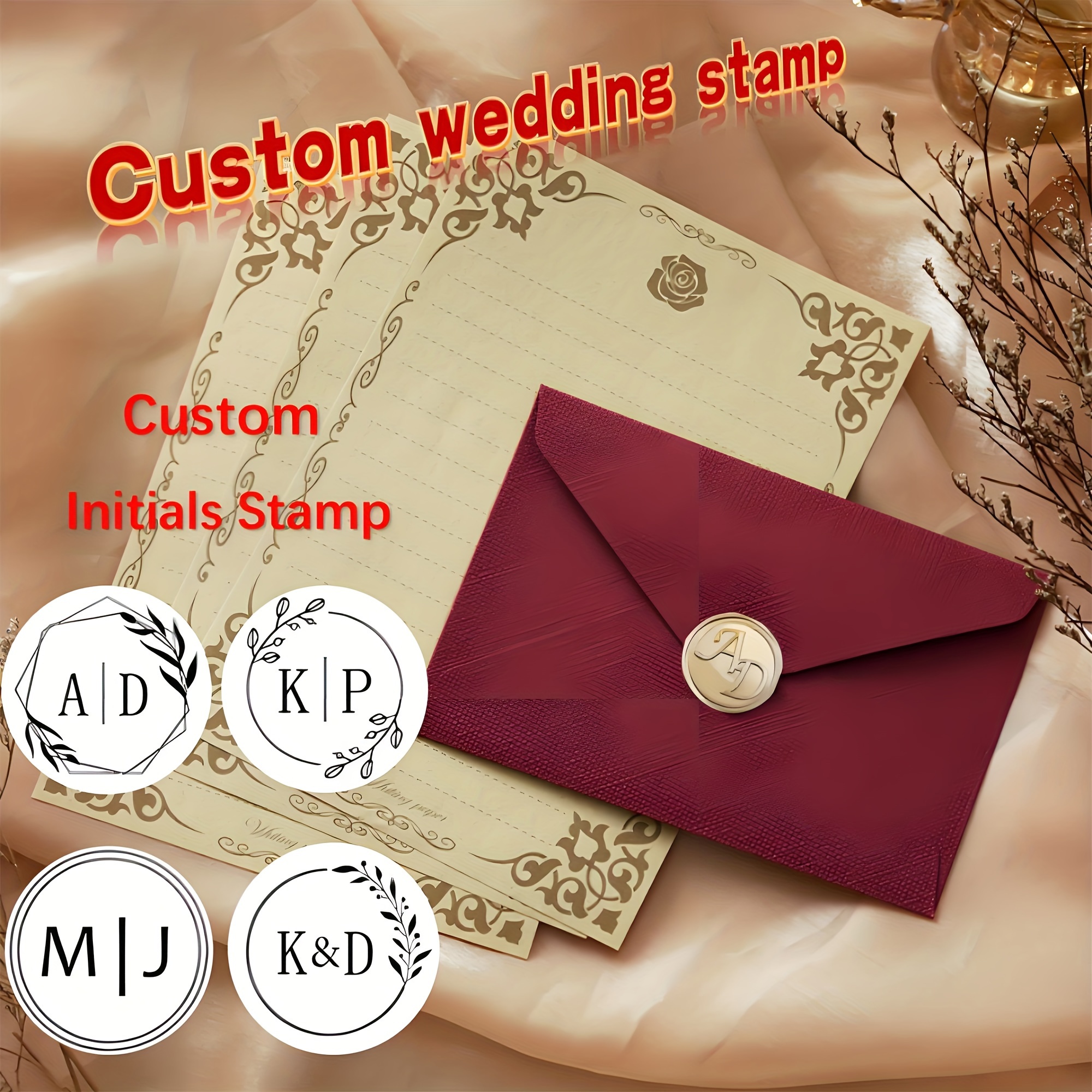 

Personalized Brass Wax Seal Stamp - Custom English Text For Wedding Invitations & Gift Packaging Decor, Wedding Invitation Wax Seal