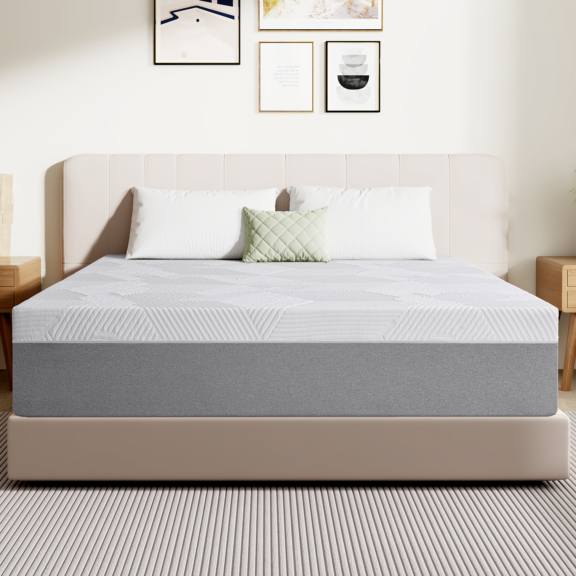 TEMU Matelas 8 pouces taille Queen et taille complète, infusé de gel pour un sommeil frais, un soutien et un soulagement de la pression, fermeté