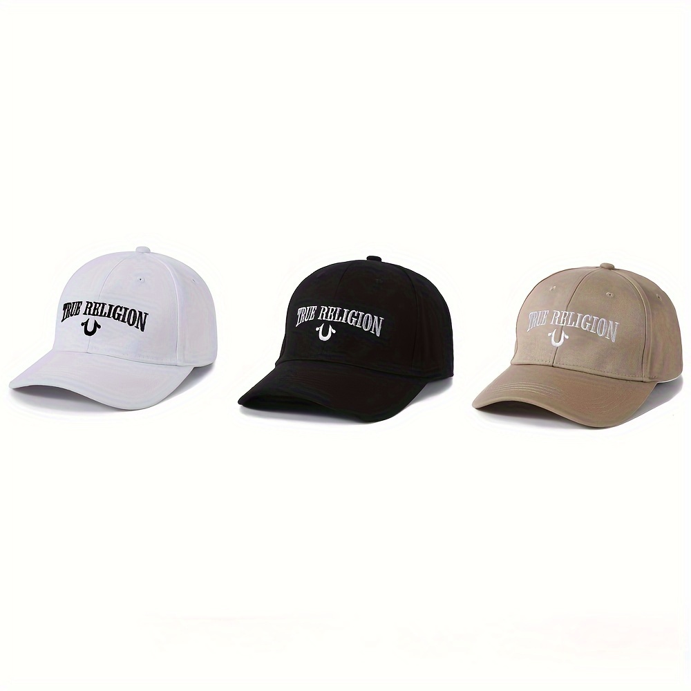 

1pc Embroidered Adjustable Baseball Spring Summer Funky Lettering Solid Color Casual Sun Hat, Perfect For Everyday Wear