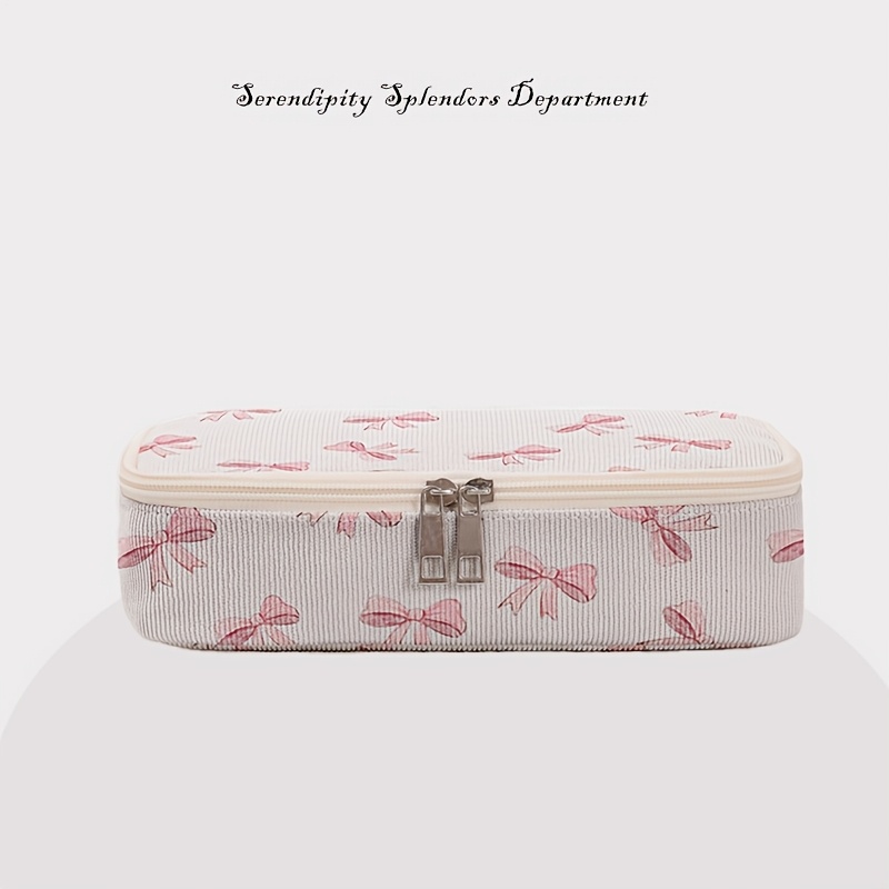 E-shop Diese geräumige Tasche-in-Tasche-Aufbewahrungstasche mit rosa Schleifenmusterdruck, eine einfache multifunktionale