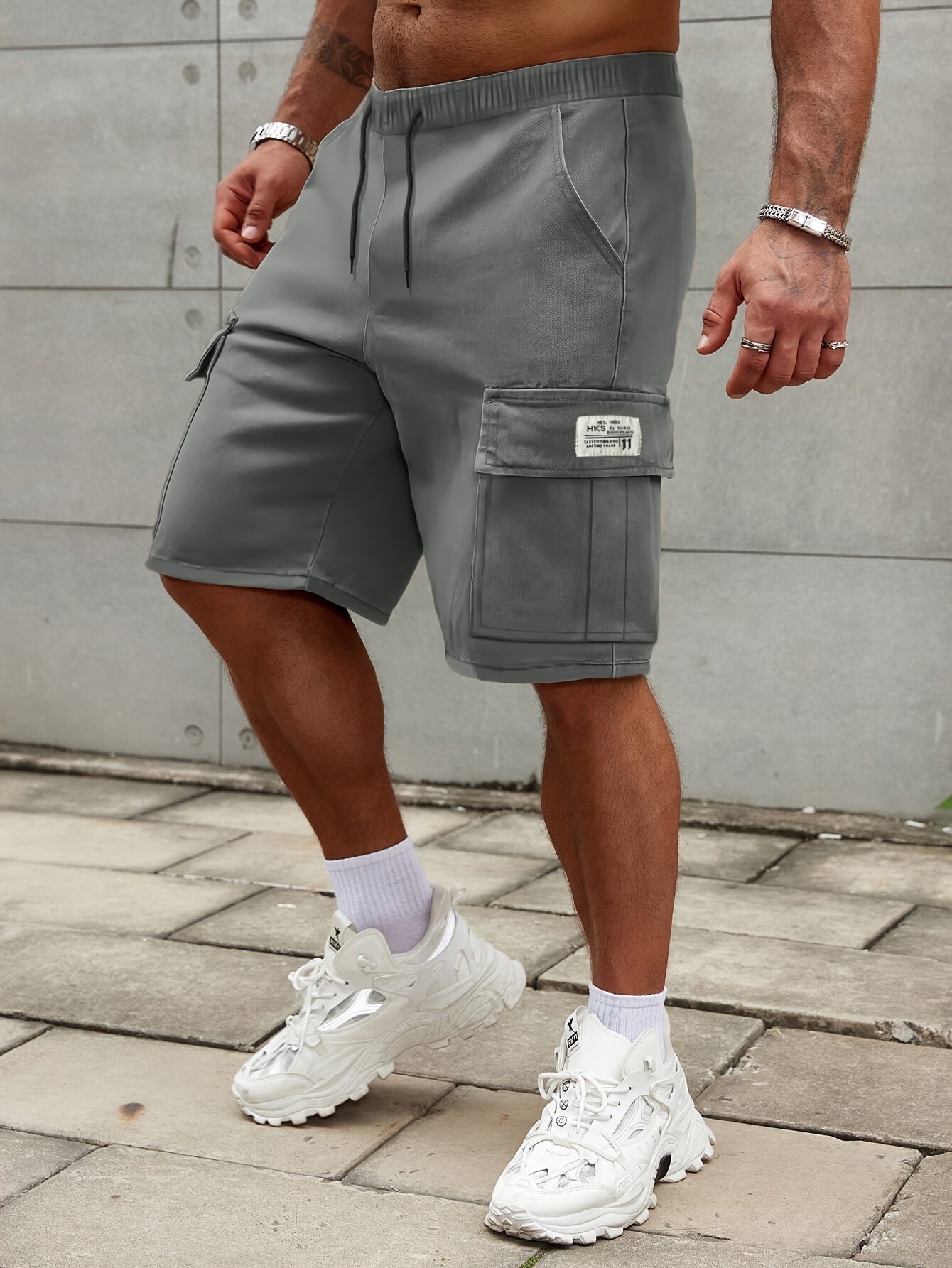 Pantaloni corti cargo da uomo con tasche multiple, pantaloncini casual con coulisse per l'estate