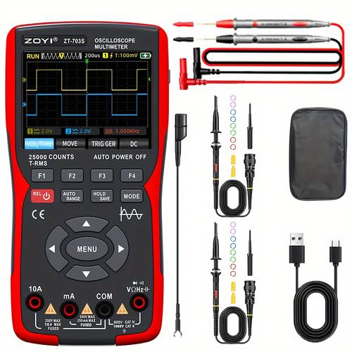 zt 703s handhold oscilloscope multimeter generator 3in 1 deal dual channels 50mhz 280m sampling rate x y mode