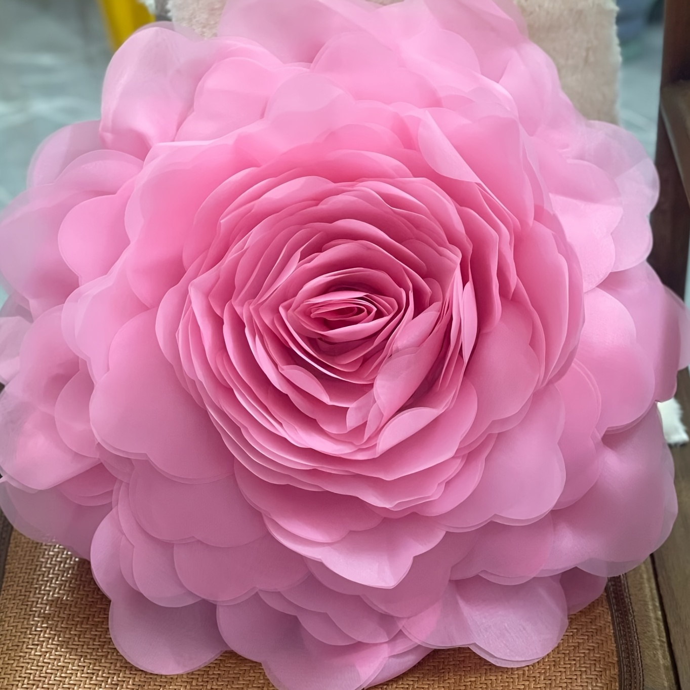 TEMU Taie d'oreiller 3D Rose, Taie d'oreiller de décoration intérieure de style français, Fleurs artificielles fabriquées à , Taie d'oreiller de