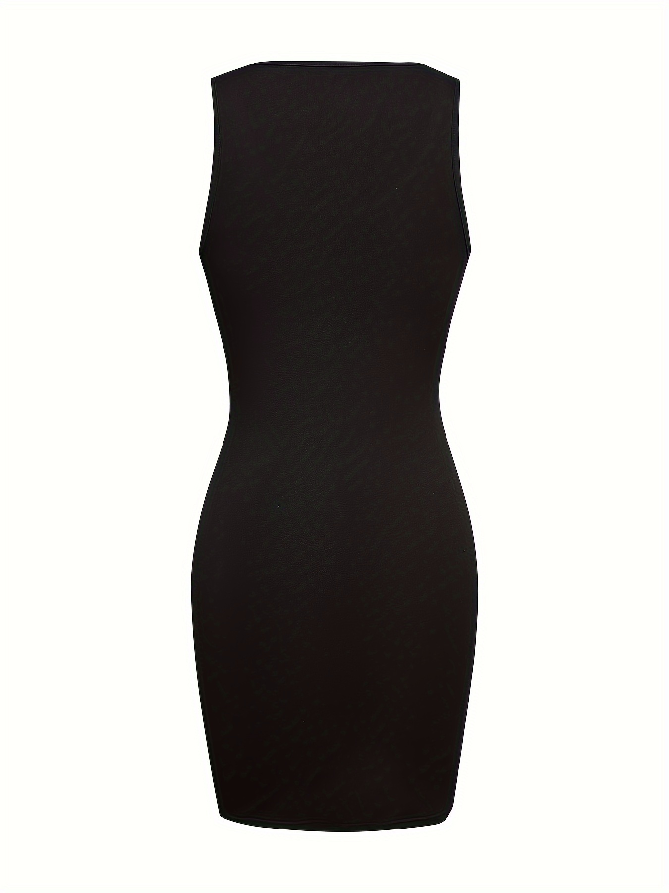 Women's Sleeveless Round Neck Mini Dress - Solid Color Stretchy, Machine Washable, All-Season Versatile Casual to Formal Wear, Dress Mini, Construction