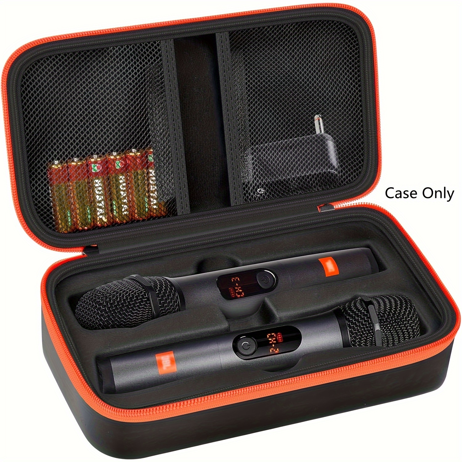 

Wireless 2 Microphone System Compatible Travel Case: Handheld Dual For Singing Or Karaoke, Includes Aa Batteries And Adapters - Black Eva Material