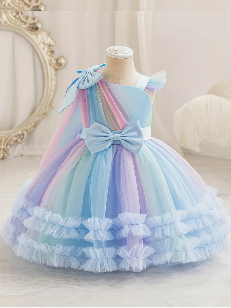 Elegant Rainbow Princess Tutu Dress for Girls - Sleeveless Mesh Party & Birthday Gown with * Bow, Knee-Length A-* Gradient * Summer Occasion, Princess Party Decorations Elegant Rainbow Princess Tutu Dress for Girls - Sleeveless Mesh Party & Birthday Gown with * Bow, Knee-Length A-* Gradient * Summer Occasion, Princess Party Decorations