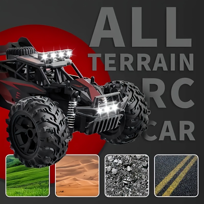 All-terrain Monster Truck, A Remote-controlled All-terrain Vehicle, Is Equipped with Two Rechargeable Batteries And Colorful Lights, And Can Reach A Speed Of 30 Kilometers Per Hour., Best for Christmas