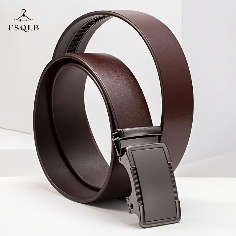 High Faux Leather Belt with Automatic Buckle
