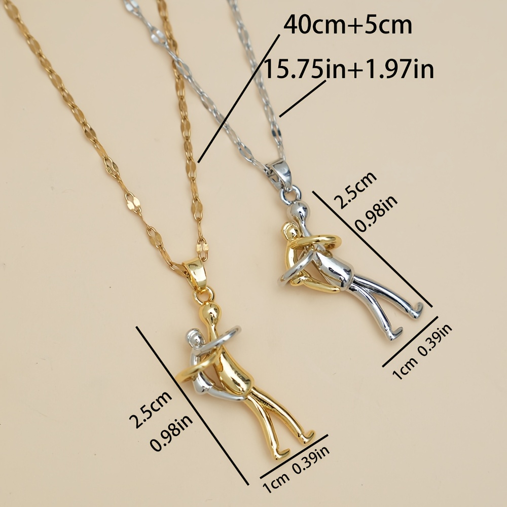 collar con colgante   y  , estilo moderno, de acero inoxidable 3