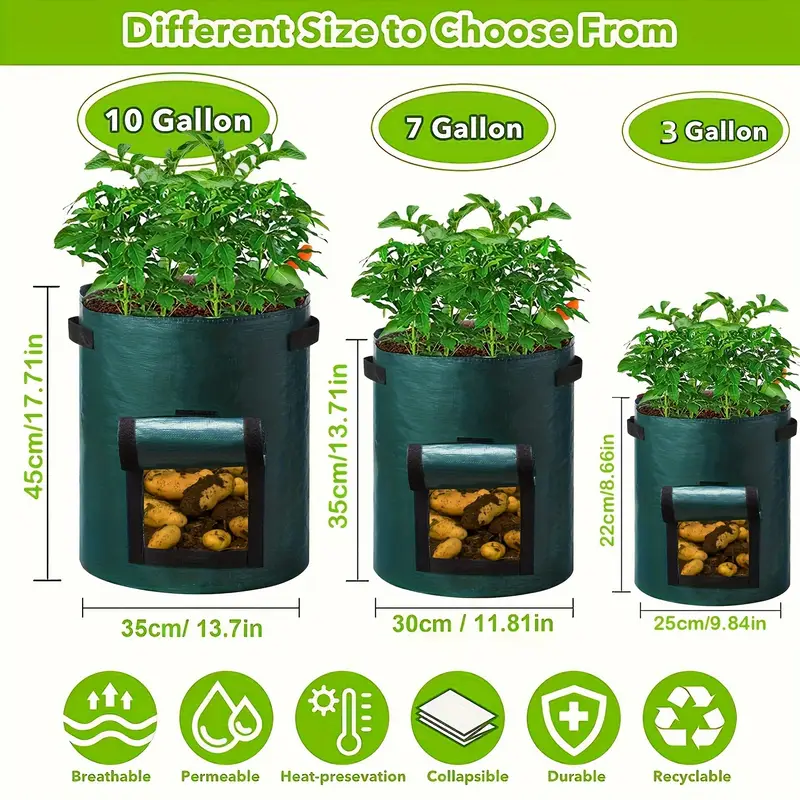 Hengda Sacchetti Per Coltivazione Di Patate Con 1 Finestre 26.5L - Foto 3