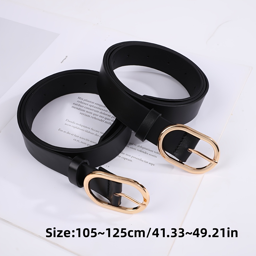 Women's Light Luxury Black Thin Belt with Golden Oval Buckle