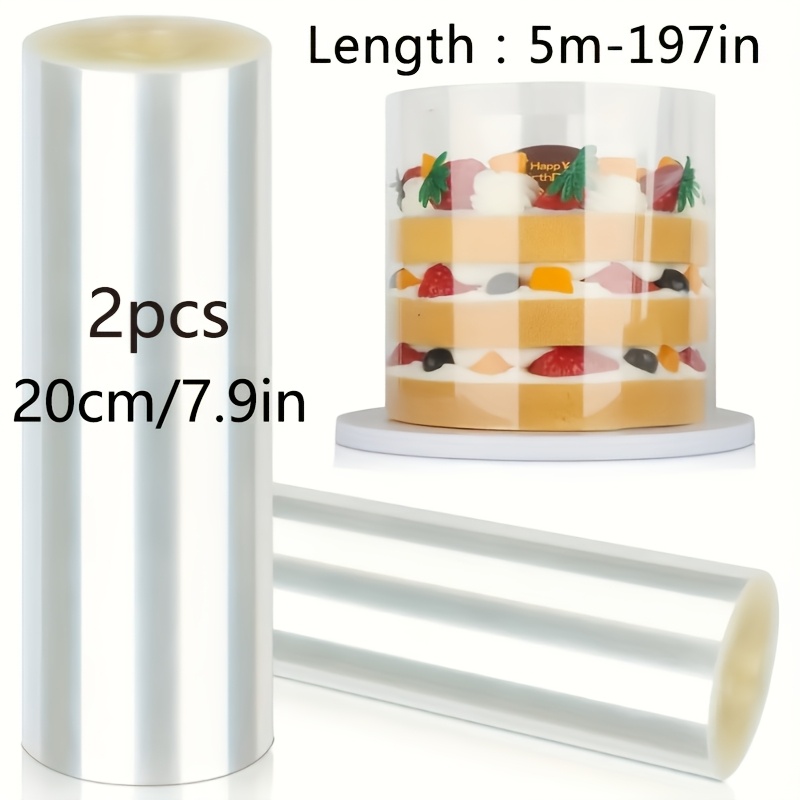 TEMU 2 Rolls 5 Meters Transparent Acetate Edging, Cake Curling, Cake Edge Decoration, Cake Plastic Film, Wrapping Film, Mousse Cake Slicing, Suitable
