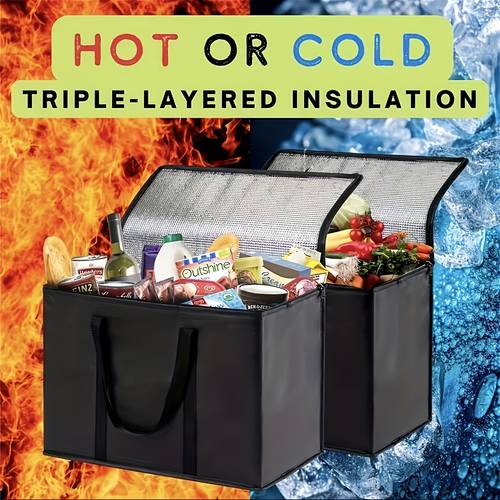 large xl insulated bag keep food hot cold for hours grocery tote soft cooler bag for catering pizza warmer lightweight sturdy zipper non food contact