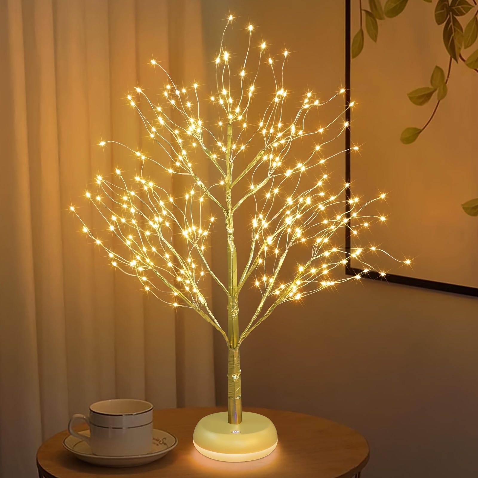 

255 Led Lights, Rechargeable Table Lamp With Base Glow, Diy Artificial Mini Christmas Tree Lights, 3 Modes Fairy Lights For Home Party Bedroom Living Room Decoration (pack Of 1)