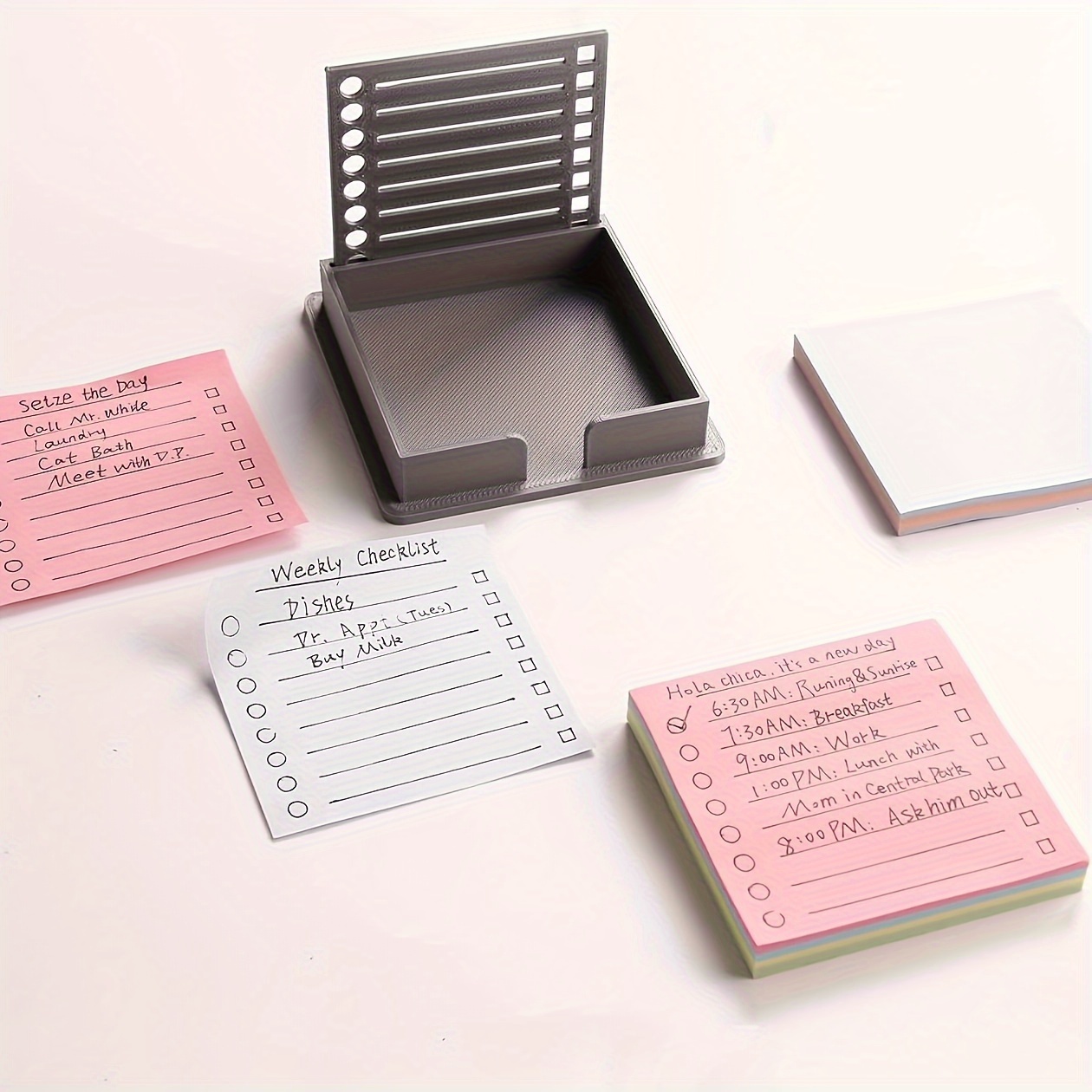 

Sticky Note Dispenser With Stencil And To-do List Templates, Abs Material, Includes Sticky Note Book, Desk Organizer For Quick Notes And Task Planning