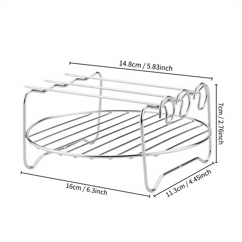 Image of Round Cooking Rack - Steaming And Baking Rack, Bbq Grill With Skewer, Suitable For Air Fryer, Soup Pot, Oven - Dishwasher Safe, Oven Safe, Heat Distribution, Durable And Easy To Clean