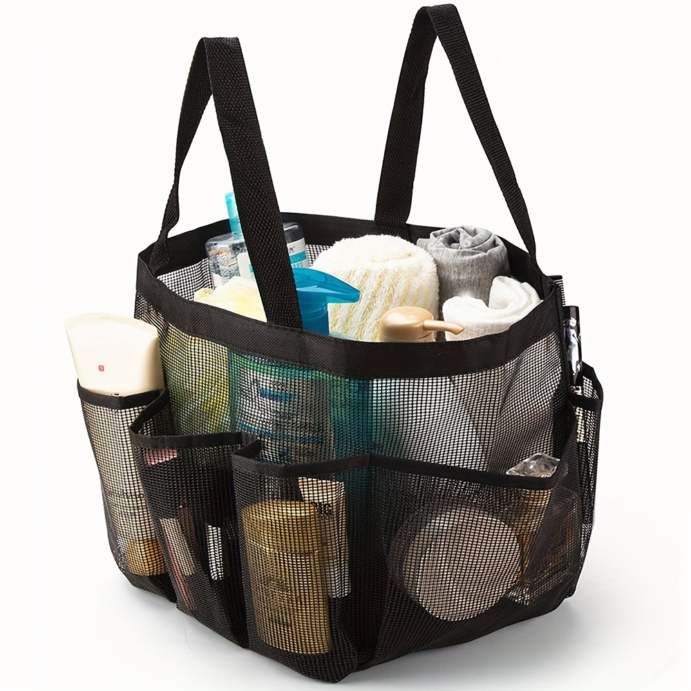 

Portable Storage Bag With 7 Mesh Pockets, Quick- Tote For Hanging Toiletries And Bathroom Organizer, Suitable For Shampoo, Conditioner, And Soap.