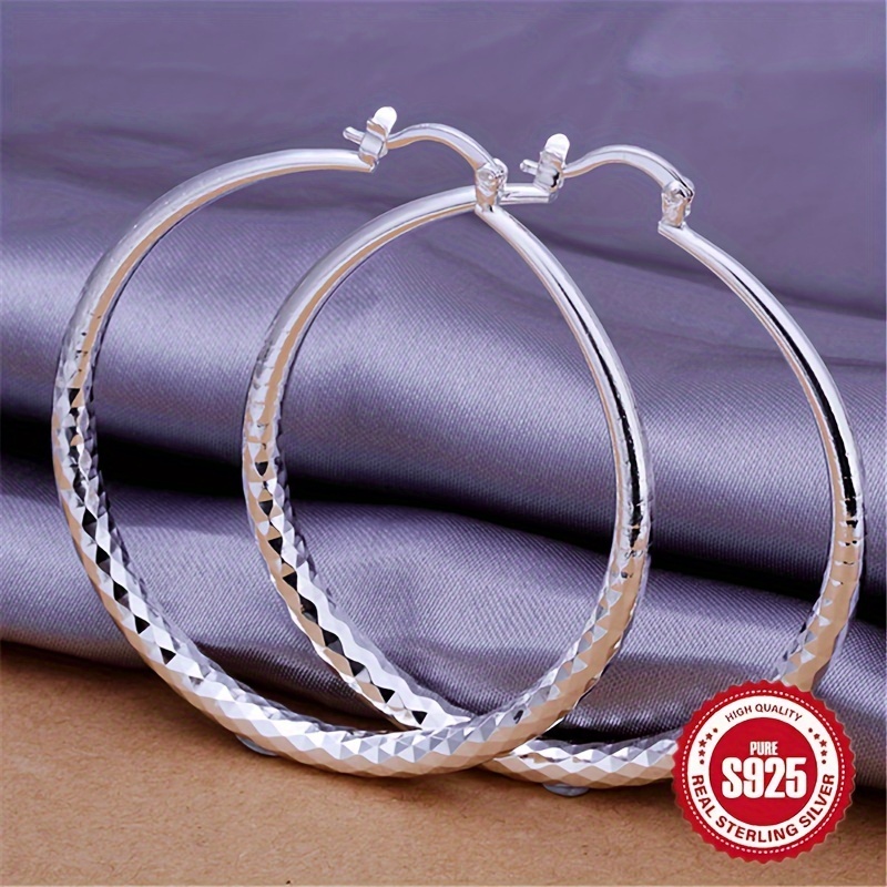 TEMU 925 Silver Earrings - Featuring An Elegant And Luxurious Design, Hypoallergenic, Nickel-free, , Minimalist And Stylish Accessory - Women's , Parties, And Vacations