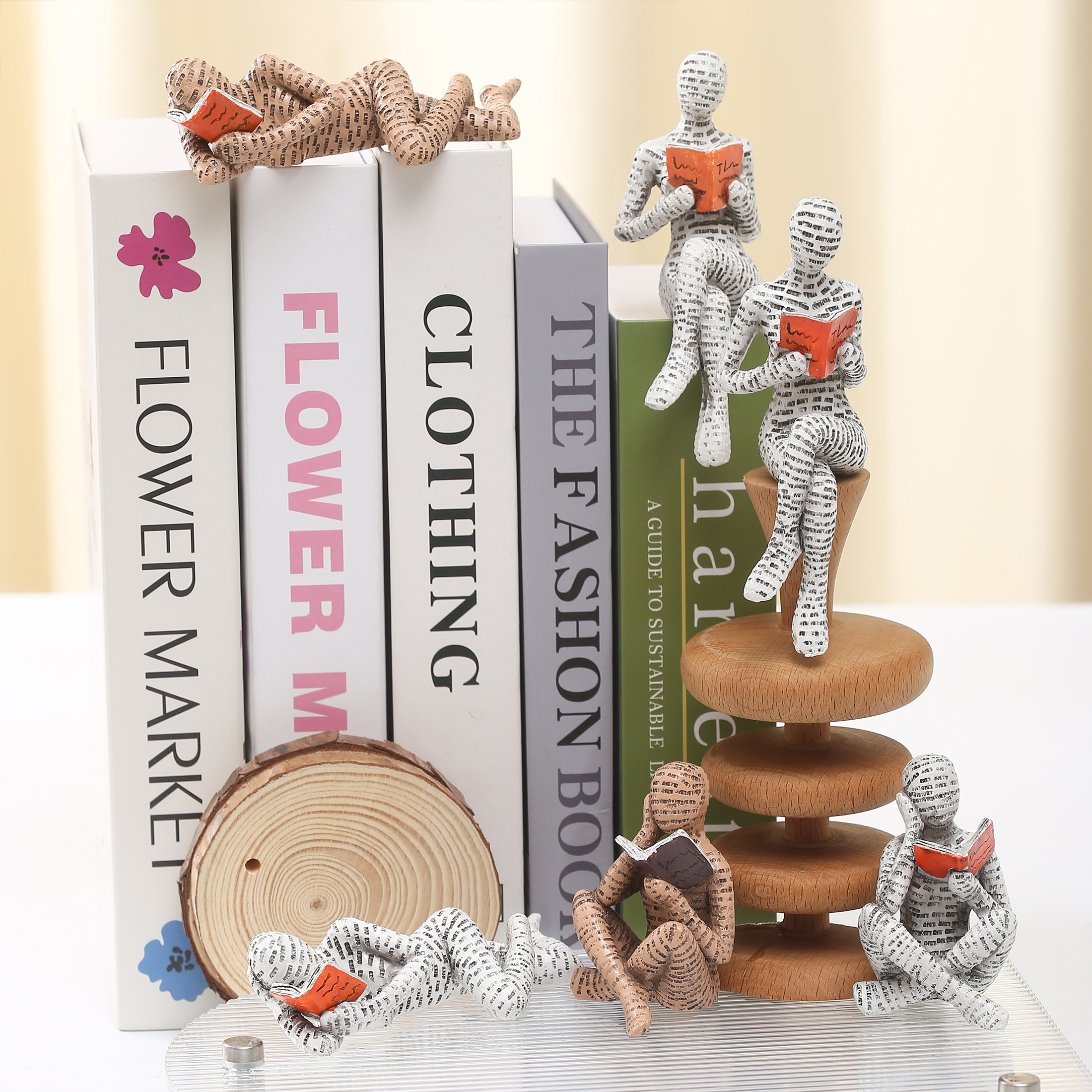 

3pcs Set Of Modern Abstract Reading Women Figurines - Resin Thinker Statues For Decor, Bookshelf, Desk, Or Living Room Display