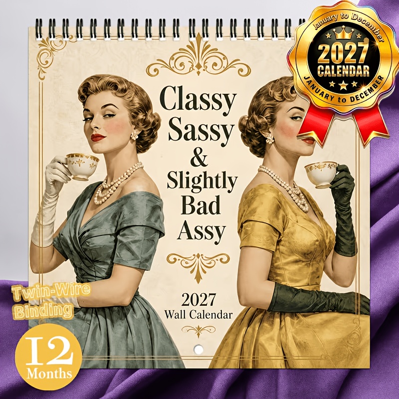 TEMU 2027 Wall Calendar, 1pc. 2027 Wall Calendar, 12 Month Monthly Planner, Stitched With Thread, Stylish, , Vintage-style Hanging Calendar, Large