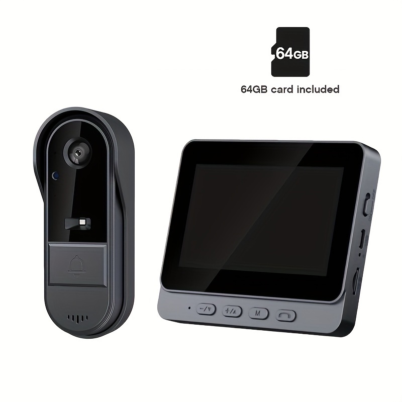 TEMU Wireless Video Smart Doorbell, Visual Doorbell Camera With 4.3-inch Display Real-time Indoor Surveillance Camera, Night Vision, Intercom, Image