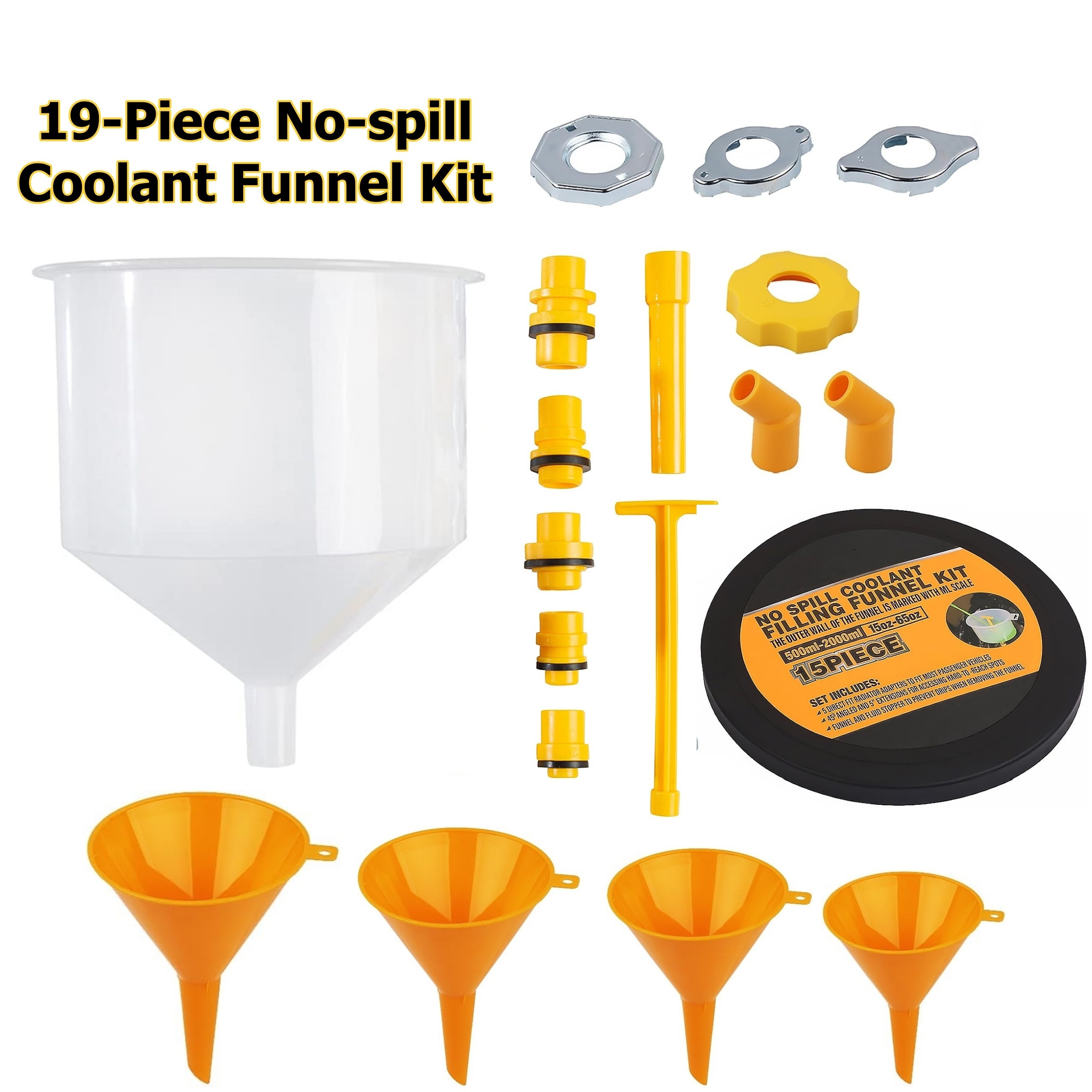 

[19pcs Coolant Funnel Kit] 19pcs Universal Coolant Funnel Kit, Plastic Radiator Filling Burping Tool Set With Adapter Caps For Vehicle Models