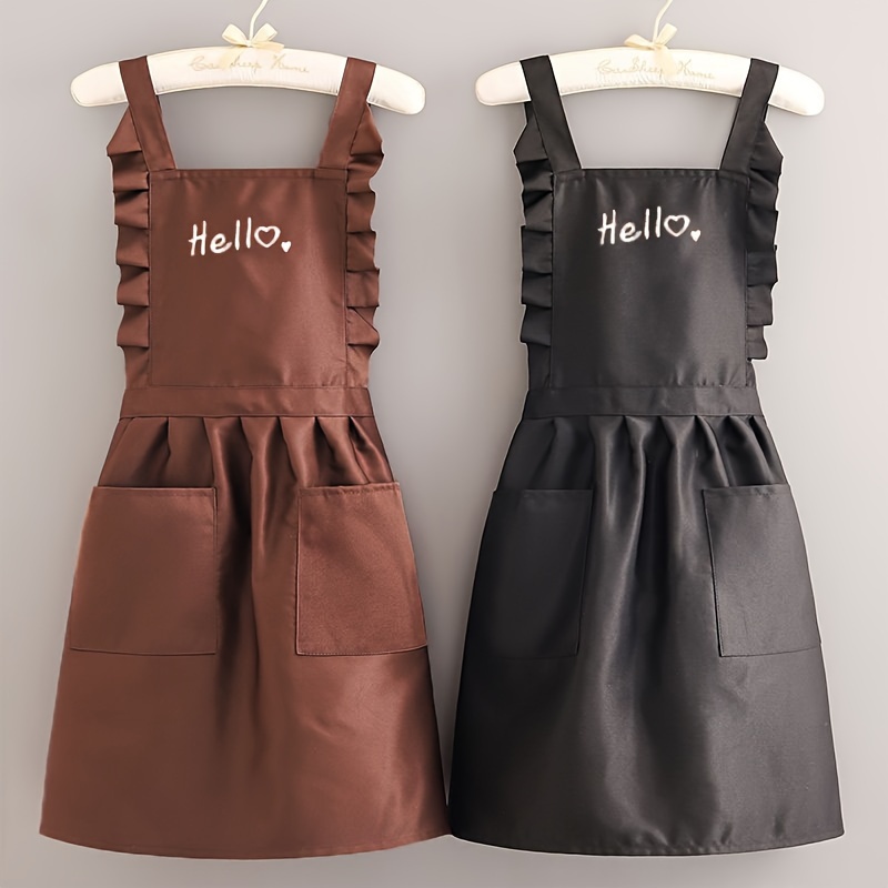 

1pc Fashionable Princess Style Apron, Maid Dress, Waterproof Floral Dining Barista Work Uniform Apron, With Double Pockets, Suitable For Restaurants/hotels/commercial/gardening