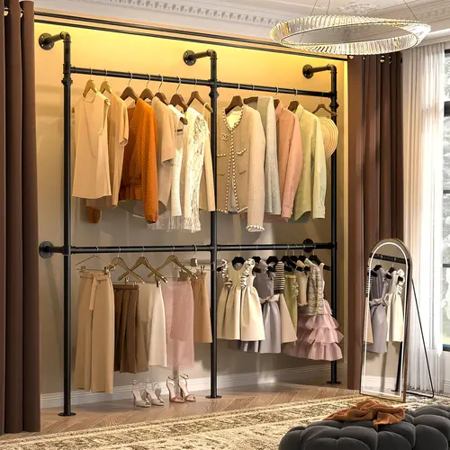 Pipe Rack Tier Layout industrial clothing racks sold on Temu United States