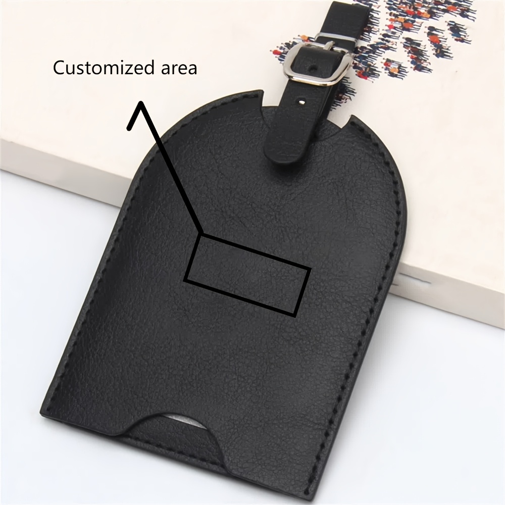 Personalized Leather Luggage Tag, Customizable Name Letter, Lightweight, Pull-out Design, With Tear-resistant, For Men And Women, Fashionable Basics Minimalist Style