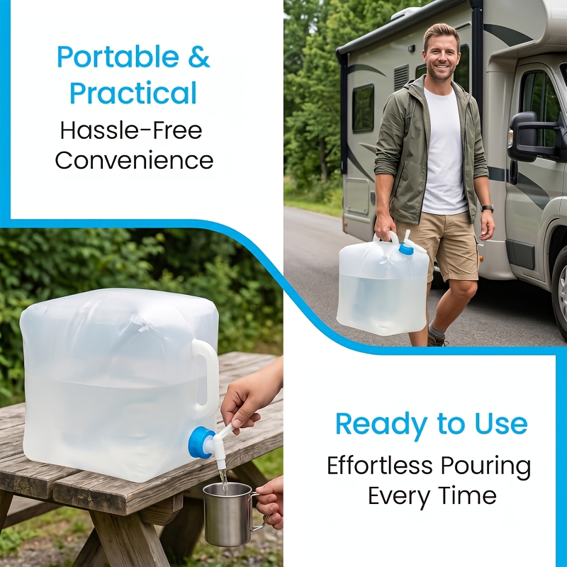 Collapsible Water Container with Spigot, Portable Foldable Water Bag