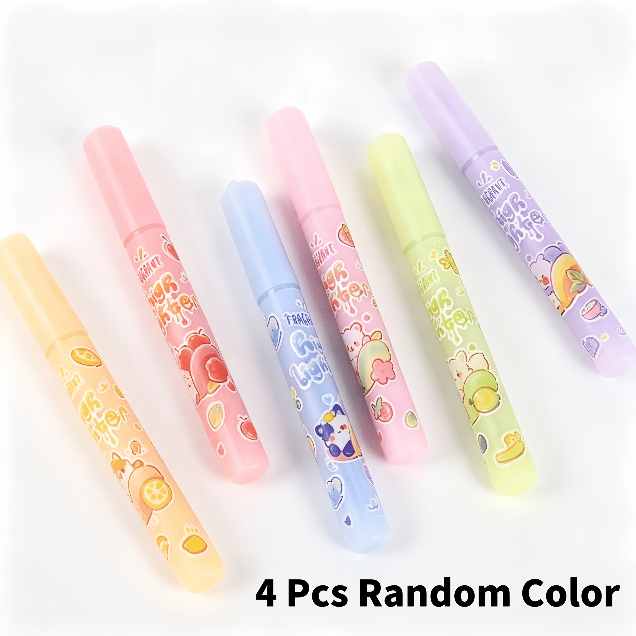 TEMU 4--scented Highlighters With Slanted Tip & Quick-dry Ink - Non-bleeding Suitable For Journaling, Drawing, Coloring, Suitable For Paper, Plastic,