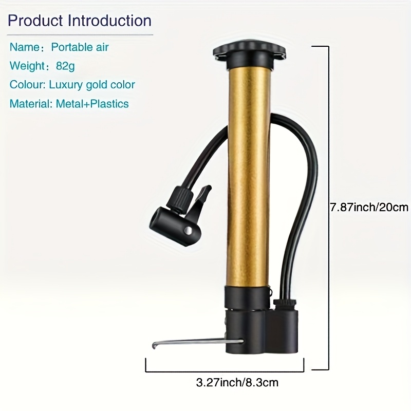 Image of 1 Portable Mini Air Pump, Suitable For Bicycle Tires And , Compact And Lightweight Manual Inflator, Easy To Operate, For Charging - Yellow, Without Battery