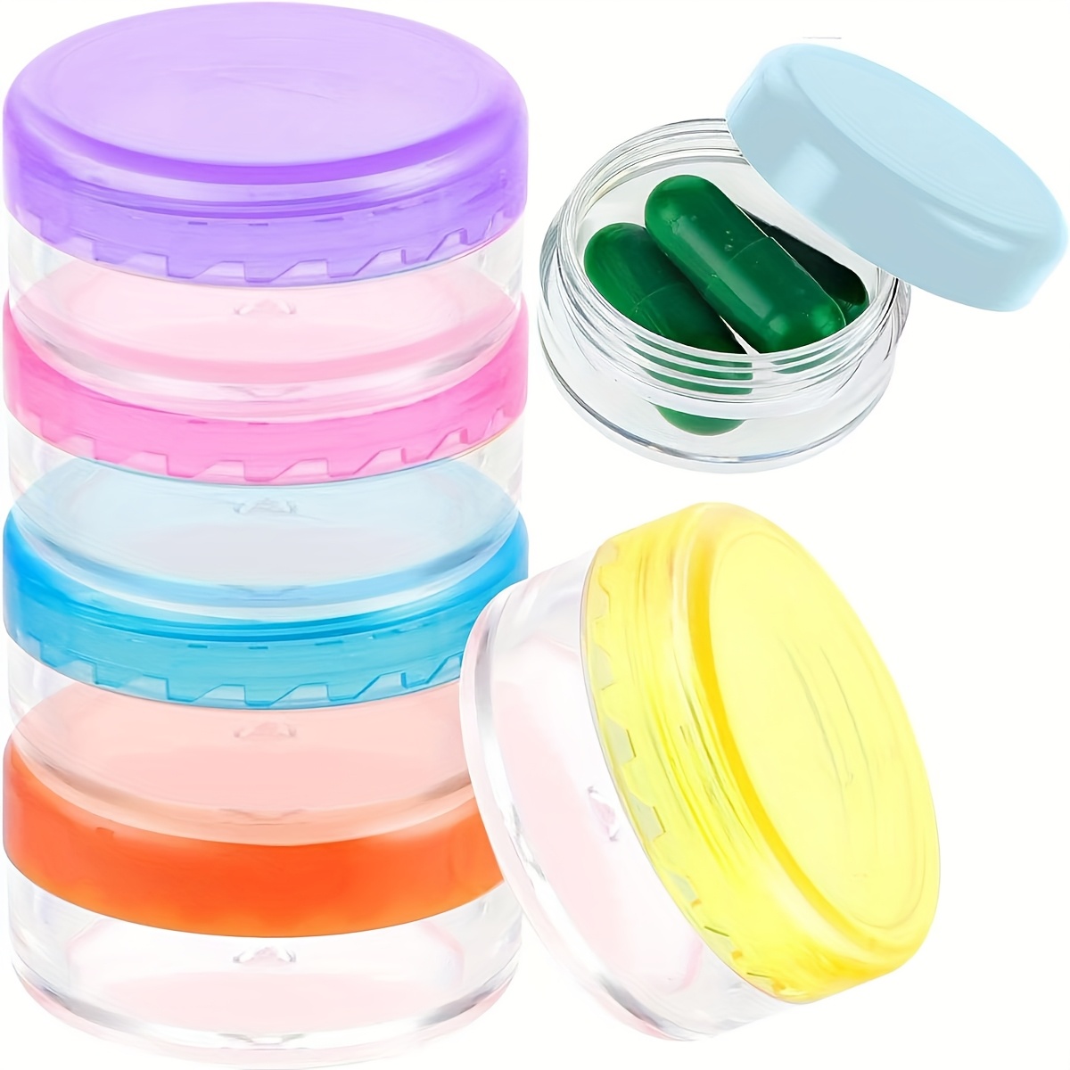 Image of 6pcs Small Pill Box Travel Pill Organizer Daily Pills Cases Holder Portable Mini Pills Container Pocket Medicines Storage Container For Purse (6 Colors)